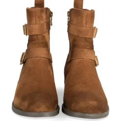 Bottines MARRON Femme Motif Uni Fermeture éclair