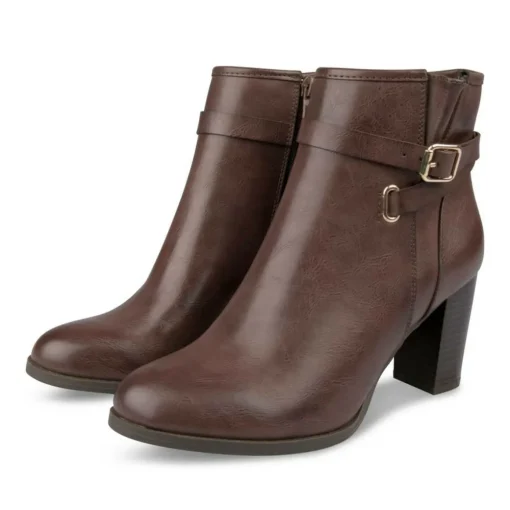 Bottines MARRON Femme Motif Uni Fermeture éclair