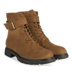 Bottines MARRON Femme Motif Uni Lacets
