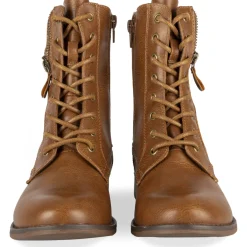 Bottines MARRON Femme Motif Uni Lacets
