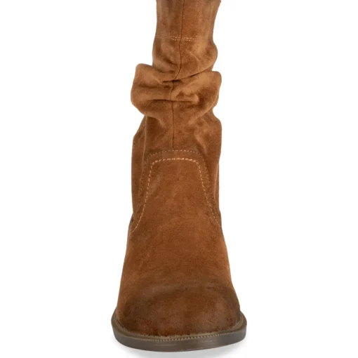 Bottines MARRON Femme Motif Uni A Enfiler