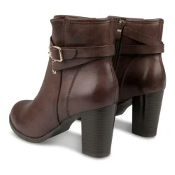 Bottines MARRON Femme Motif Uni Fermeture éclair