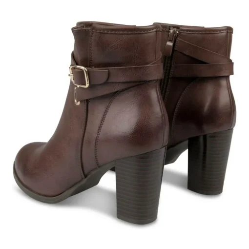 Bottines MARRON Femme Motif Uni Fermeture éclair