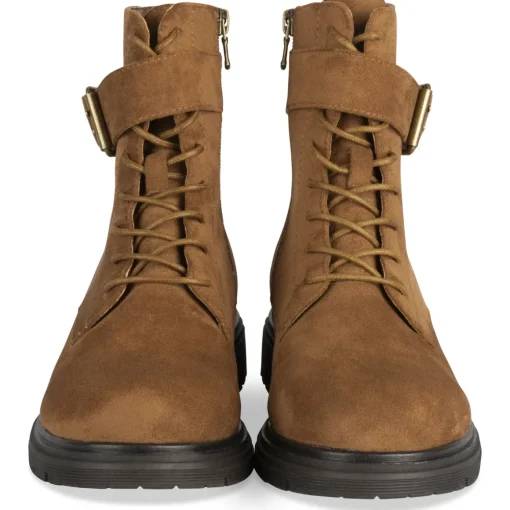 Bottines MARRON Femme Motif Uni Lacets