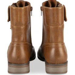 Bottines MARRON Femme Motif Uni Lacets