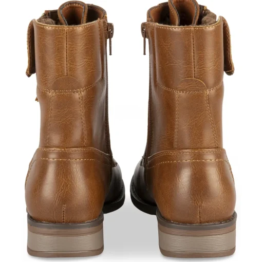 Bottines MARRON Femme Motif Uni Lacets
