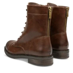 Bottines MARRON Femme Motif Uni Lacets