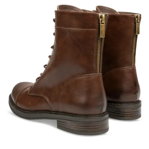 Bottines MARRON Femme Motif Uni Lacets
