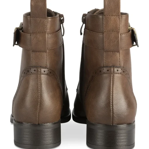 Bottines MARRON Femme Motif Uni Lacets