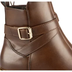 Bottines MARRON Femme Motif Uni Fermeture éclair
