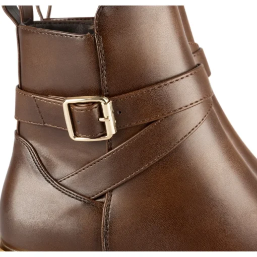 Bottines MARRON Femme Motif Uni Fermeture éclair