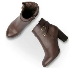 Bottines MARRON Femme Motif Uni Fermeture éclair