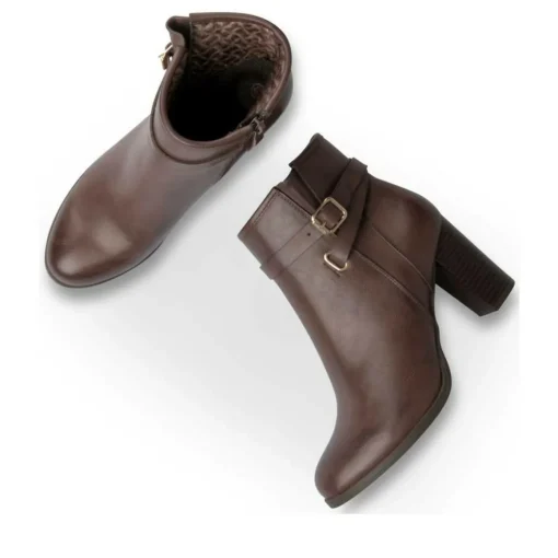 Bottines MARRON Femme Motif Uni Fermeture éclair