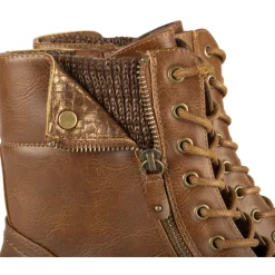 Bottines MARRON Femme Motif Uni Lacets
