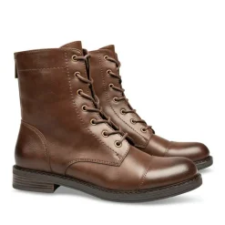 Bottines MARRON Femme Motif Uni Lacets