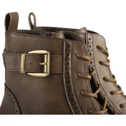 Bottines MARRON Femme Motif Uni Lacets