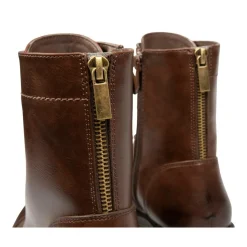 Bottines MARRON Femme Motif Uni Lacets