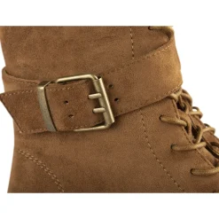 Bottines MARRON Femme Motif Uni Lacets