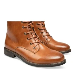 Bottines MARRON Femme Motif Uni Lacets