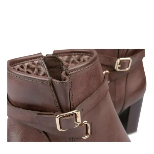 Bottines MARRON Femme Motif Uni Fermeture éclair