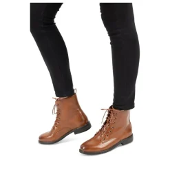 Bottines MARRON Femme Motif Uni Lacets