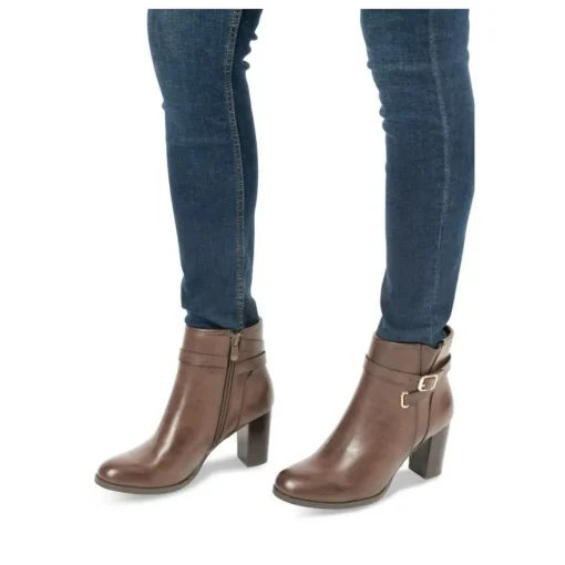 Bottines MARRON Femme Motif Uni Fermeture éclair