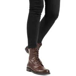 Bottines MARRON Femme Motif Uni Lacets