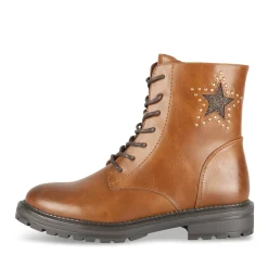 Bottines MARRON Fille Motif Uni Lacets + Fermeture éclair