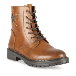Bottines MARRON Fille Motif Uni Lacets + Fermeture éclair