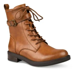 Bottines MARRON Fille Motif Uni Lacets