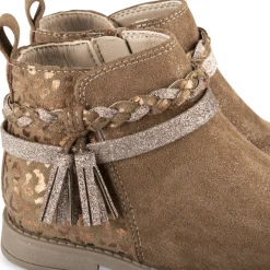 Bottines MARRON Fille Motif Animal Fermeture éclair