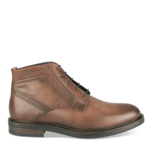 Bottines MARRON Homme CUIR Motif Uni A Enfiler