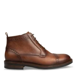 Bottines MARRON Homme CUIR Motif Uni Lacets