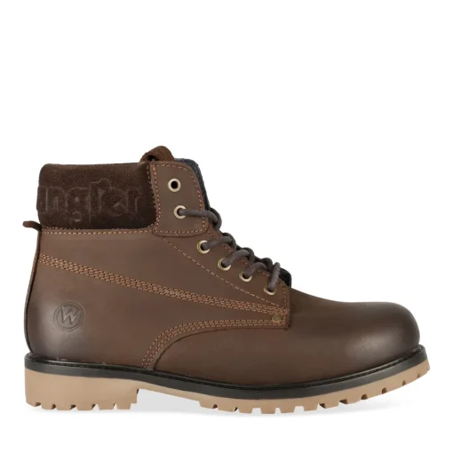 Bottines MARRON Homme CUIR Motif Uni Lacets