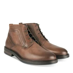 Bottines MARRON Homme CUIR Motif Uni A Enfiler