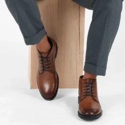 Bottines MARRON Homme CUIR Motif Uni Lacets