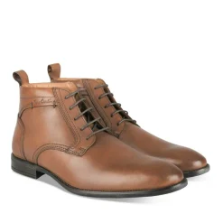 Bottines MARRON Homme CUIR Motif Uni Lacets