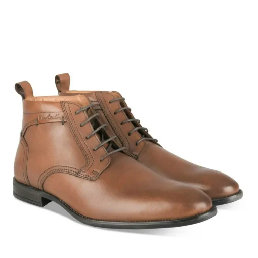 Bottines MARRON Homme CUIR Motif Uni Lacets