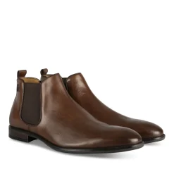 Bottines MARRON Homme CUIR Motif Uni A Enfiler