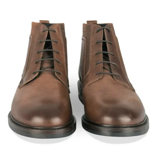 Bottines MARRON Homme CUIR Motif Uni A Enfiler