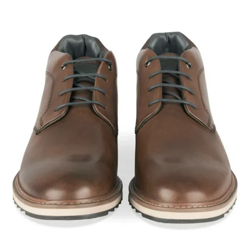 Bottines MARRON Homme CUIR Motif Uni Lacets