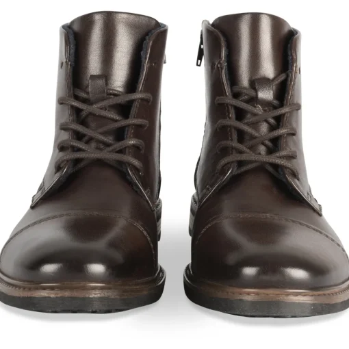 Bottines MARRON Homme CUIR Motif Uni Lacets