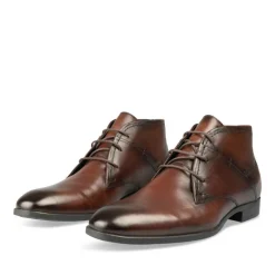 Bottines MARRON Homme CUIR Motif Uni Lacets