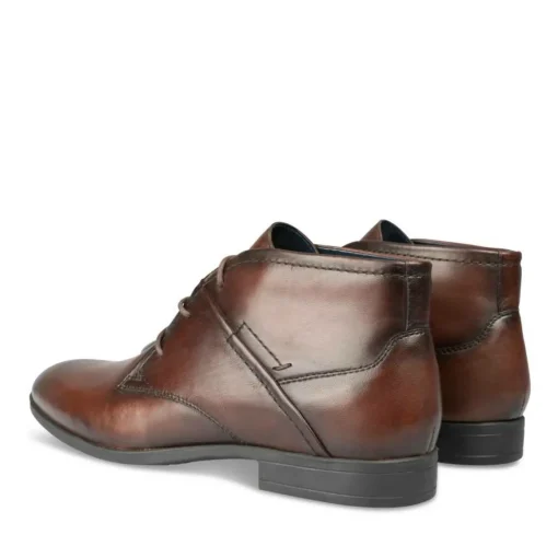 Bottines MARRON Homme CUIR Motif Uni Lacets