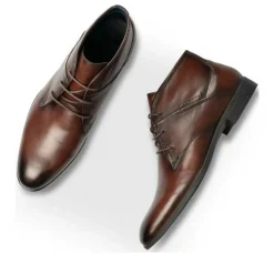 Bottines MARRON Homme CUIR Motif Uni Lacets