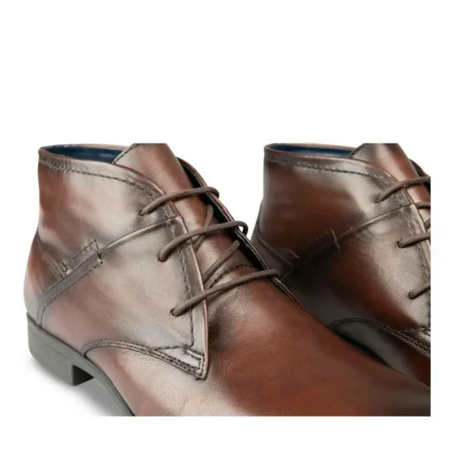 Bottines MARRON Homme CUIR Motif Uni Lacets