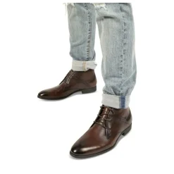 Bottines MARRON Homme CUIR Motif Uni Lacets