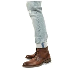 Bottines MARRON Homme CUIR Motif Uni Lacets