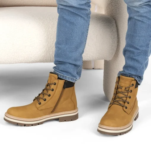 Bottines MARRON Homme Motif Uni Lacets