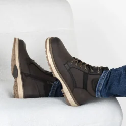 Bottines MARRON Homme Motif Uni Lacets